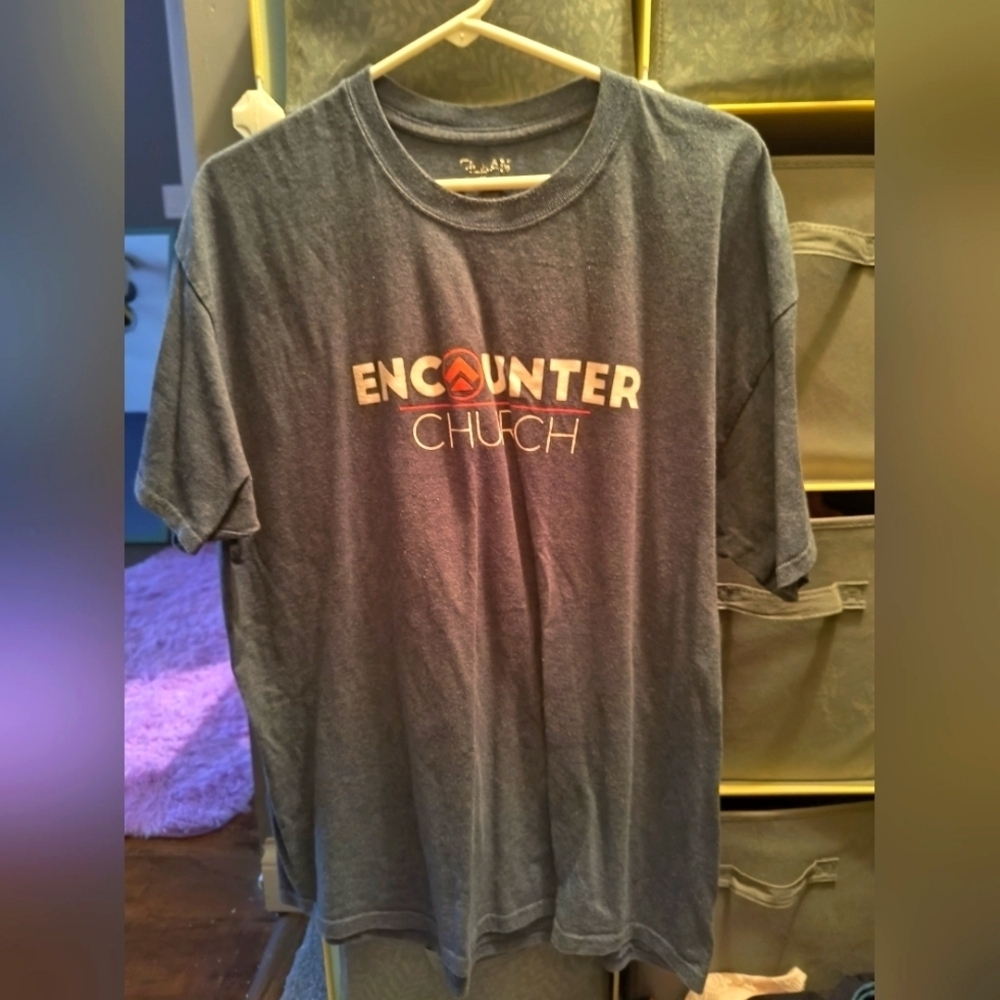 Encounter church grey label unisex XL women's men's white shirt